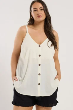 Yours Curve Cream Button Front Cami Top