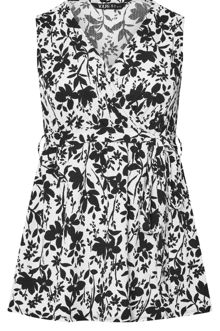 Yours Curve Cream Floral Sleeveless Wrap Top