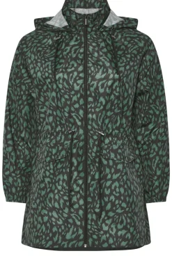 Yours Curve Green Leopard Lightweight Parka Jacket