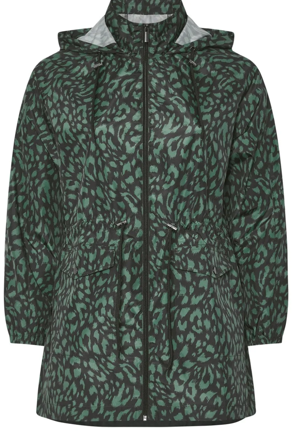 Yours Curve Green Leopard Lightweight Parka Jacket