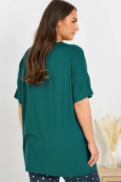 Yours Curve Green Long Live The Weekend Soft Touch Pyjama Top