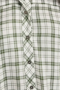 Yours Curve Green Metallic Check Print Shirt
