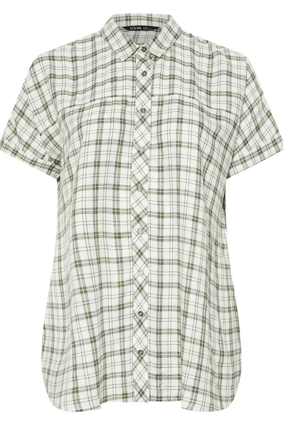 Yours Curve Green Metallic Check Print Shirt