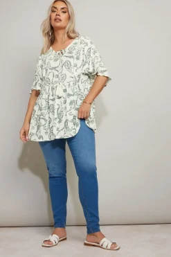 Yours Curve Green Paisley Tie Front Top