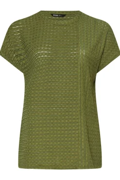 Yours Curve Green Textured Split Seam Top