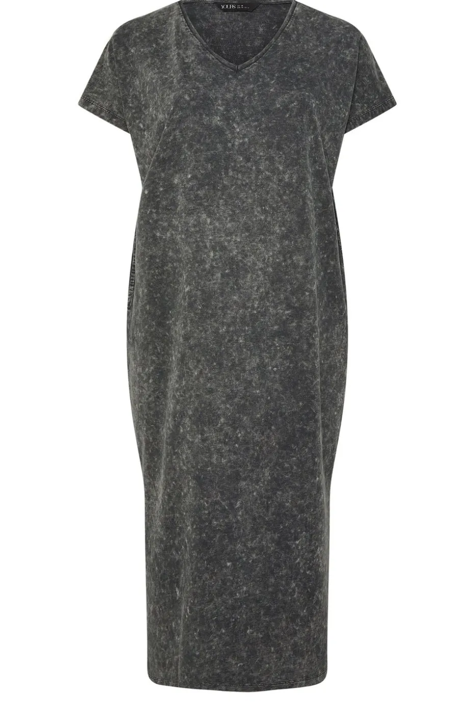 Yours Curve Grey Acid Wash Heavyweight Throw On Dress