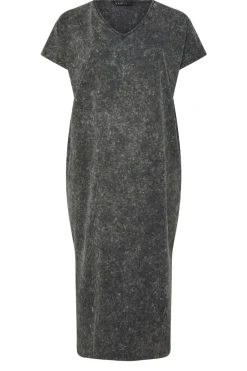 Yours Curve Grey Acid Wash Heavyweight Throw On Dress