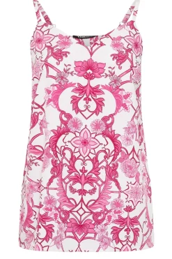 Yours Curve Hot Pink Tile Print Vest Top