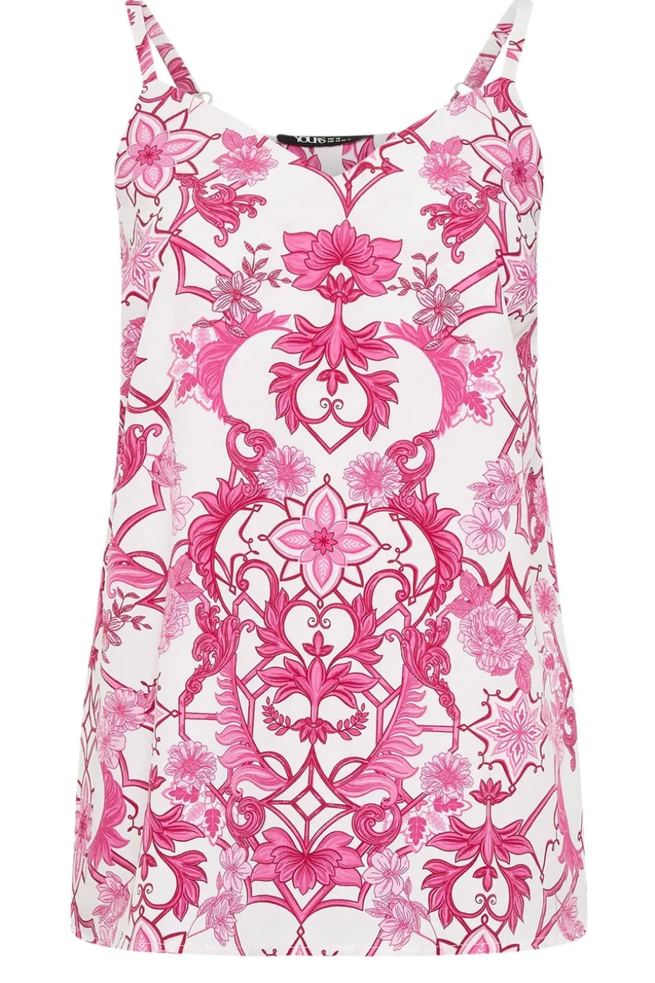 Yours Curve Hot Pink Tile Print Vest Top