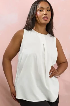 Yours Curve Ivory White Lace Insert Vest Top