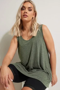 Yours Curve Khaki Green Linen Vest Top
