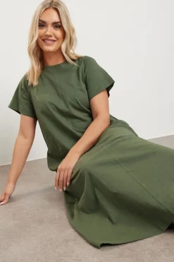 Yours Curve Khaki Green Midaxi T Shirt Dress