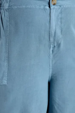 Yours Curve Light Blue Chambray Pull On Shorts