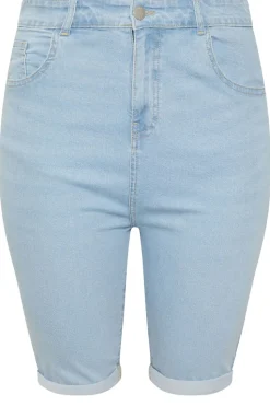 Yours Curve Light Blue Turn Up Denim Shorts