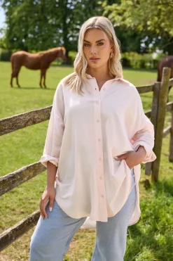 Yours Curve Light Pink Linen Shirt