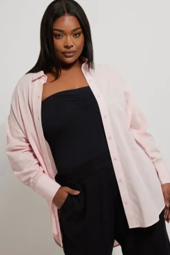 Yours Curve Light Pink Linen Shirt