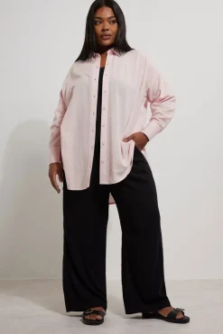 Yours Curve Light Pink Linen Shirt