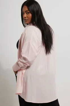 Yours Curve Light Pink Linen Shirt