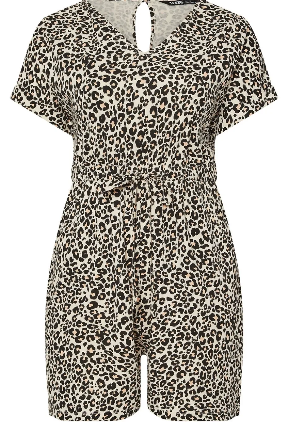 Yours Curve Natural Brown Leopard Print Cotton Playsuit