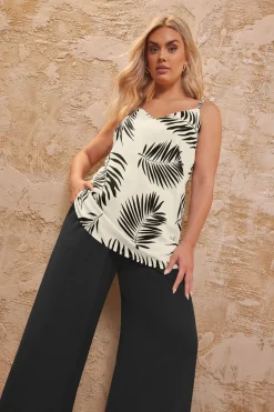 Yours Curve Natural Brown Palm Print Cami Top