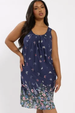 Yours Curve Navy Blue Butterfly Pocket Detail Mini Dress