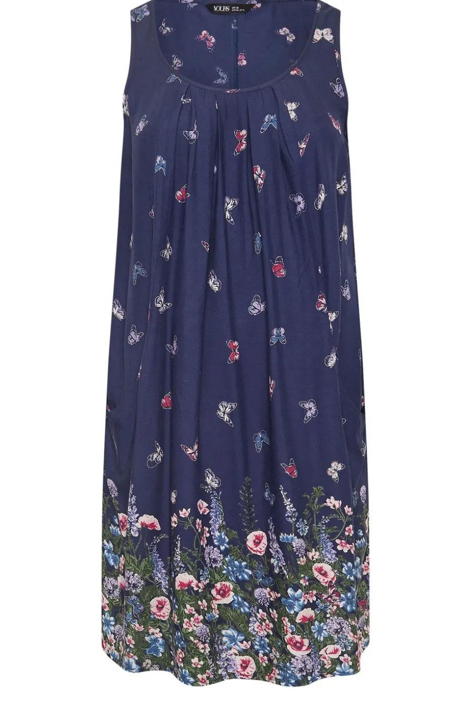 Yours Curve Navy Blue Butterfly Pocket Detail Mini Dress