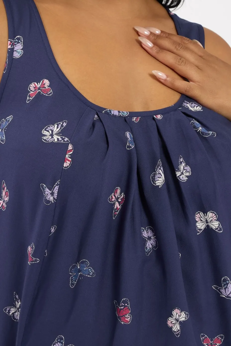 Yours Curve Navy Blue Butterfly Pocket Detail Mini Dress