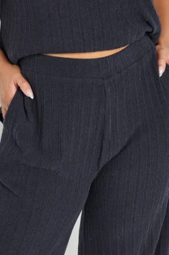 Yours Curve Navy Blue Knitted Wide Leg Trousers
