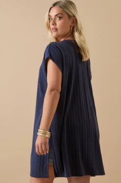 Yours Curve Navy Blue Ribbed Jersey Cardigan