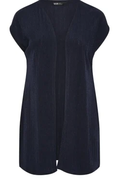 Yours Curve Navy Blue Ribbed Jersey Cardigan