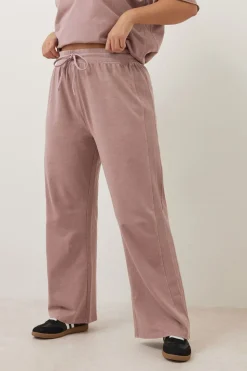 Yours Curve Pink Acid Wash Wide Leg Joggers