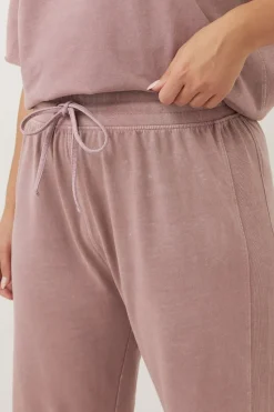 Yours Curve Pink Acid Wash Wide Leg Joggers