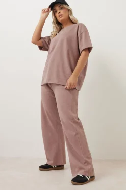 Yours Curve Pink Acid Wash Wide Leg Joggers