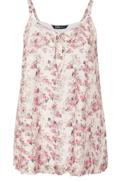 Yours Curve Pink Floral Lace Cami Top