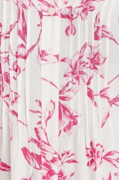 Yours Curve Pink Floral Sleeveless Pintuck Blouse