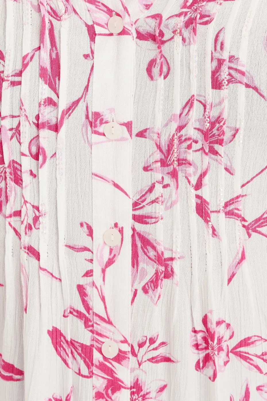 Yours Curve Pink Floral Sleeveless Pintuck Blouse