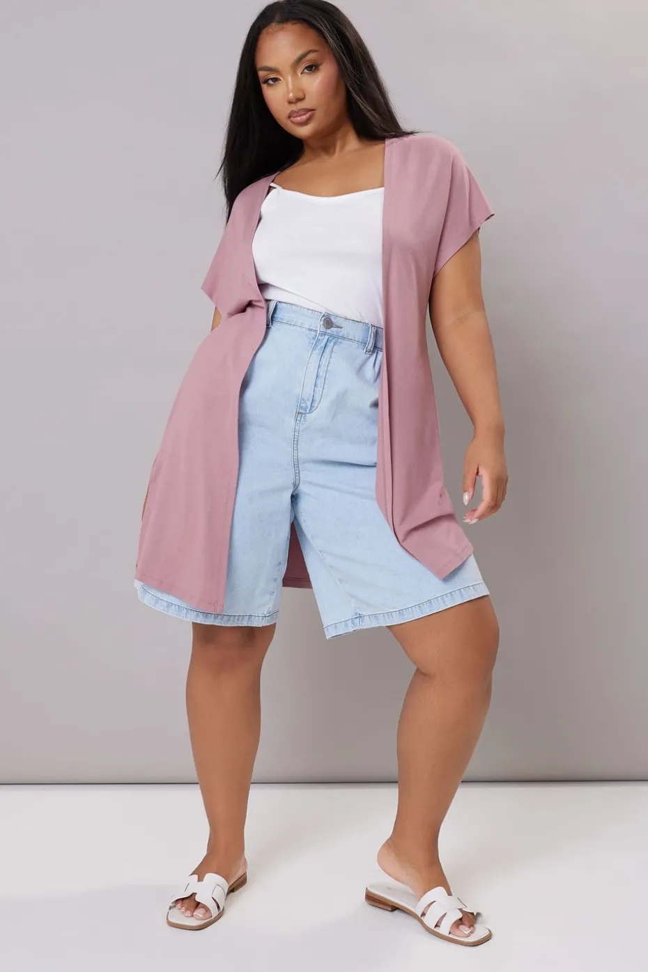 Yours Curve Pink Grown On Sleeve Jersey Cardigan