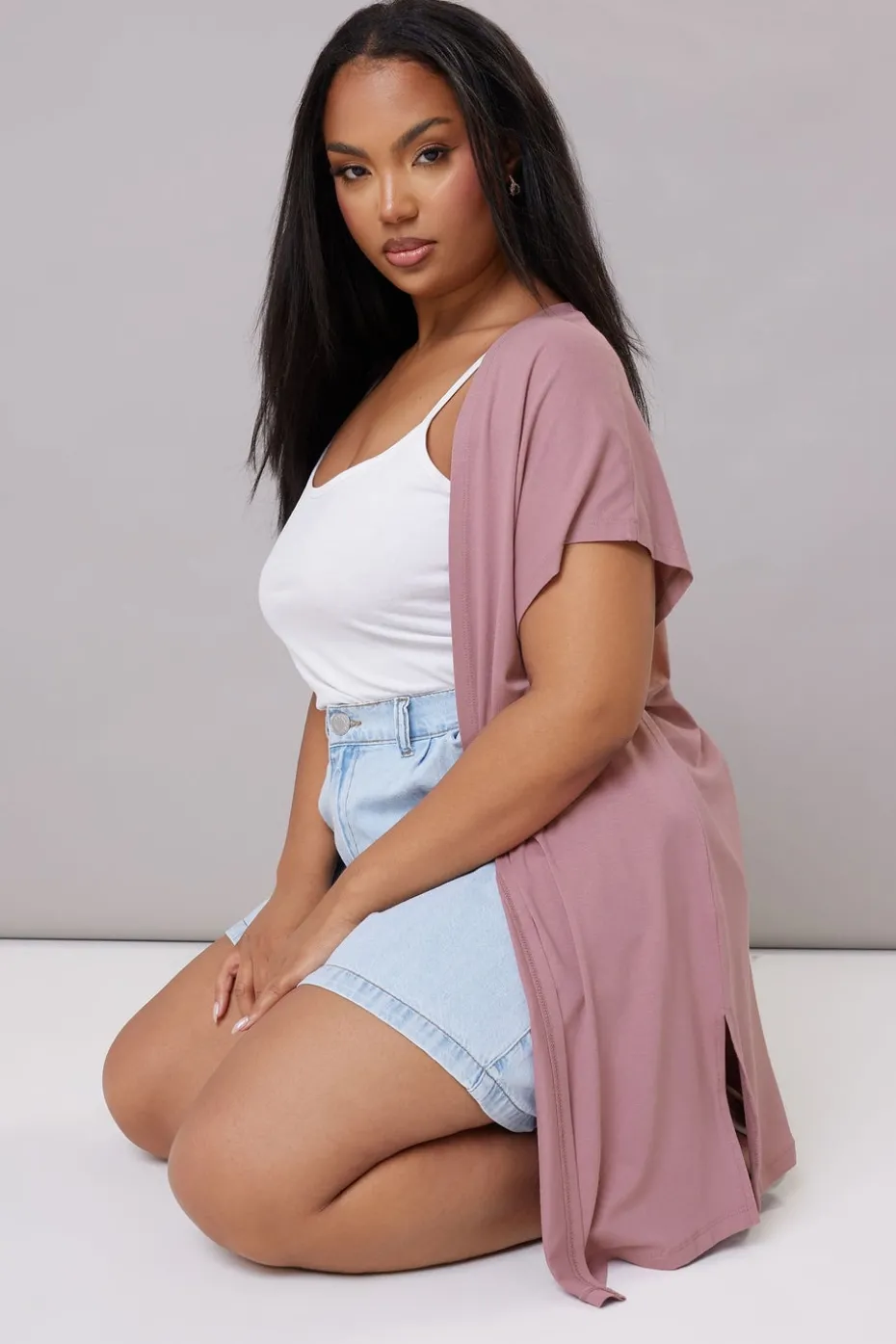 Yours Curve Pink Grown On Sleeve Jersey Cardigan