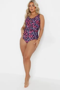 Yours Curve Pink Leopard Print Swimsuit