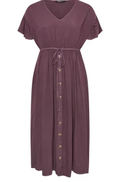 Yours Curve Purple Button Chambray Maxi Dress