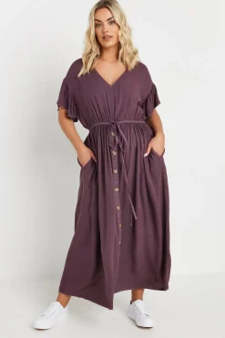 Yours Curve Purple Button Chambray Maxi Dress
