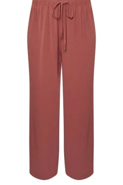 Yours Curve Rust Orange Twill Wide Leg Trousers
