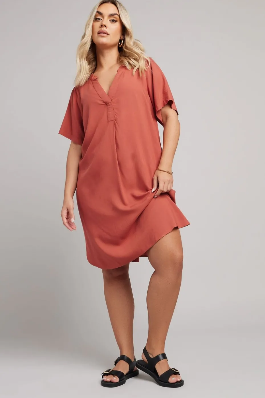 Yours Curve Rust Orange Tunic Mini Dress