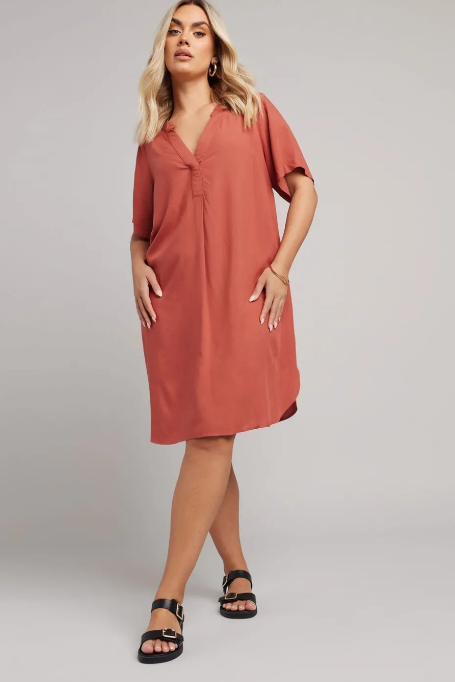 Yours Curve Rust Orange Tunic Mini Dress