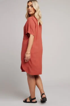 Yours Curve Rust Orange Tunic Mini Dress