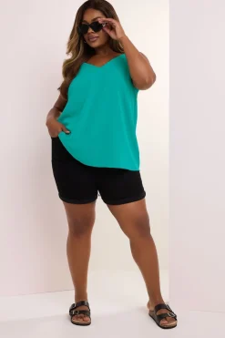 Yours Curve Teal Green Scallop Edge Cami Vest Top