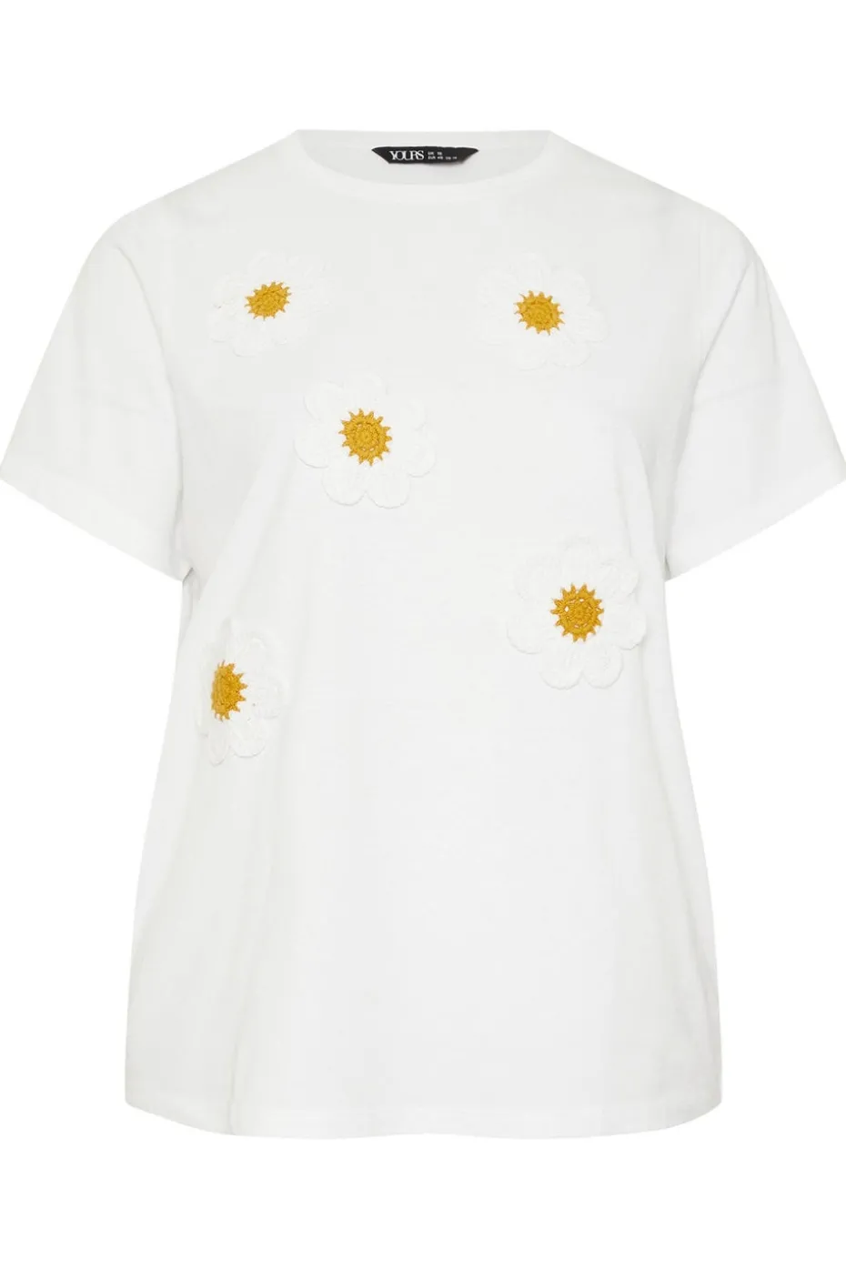 Yours Curve White Applique Daisy T-Shirt