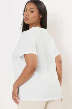 Yours Curve White Applique Daisy T-Shirt