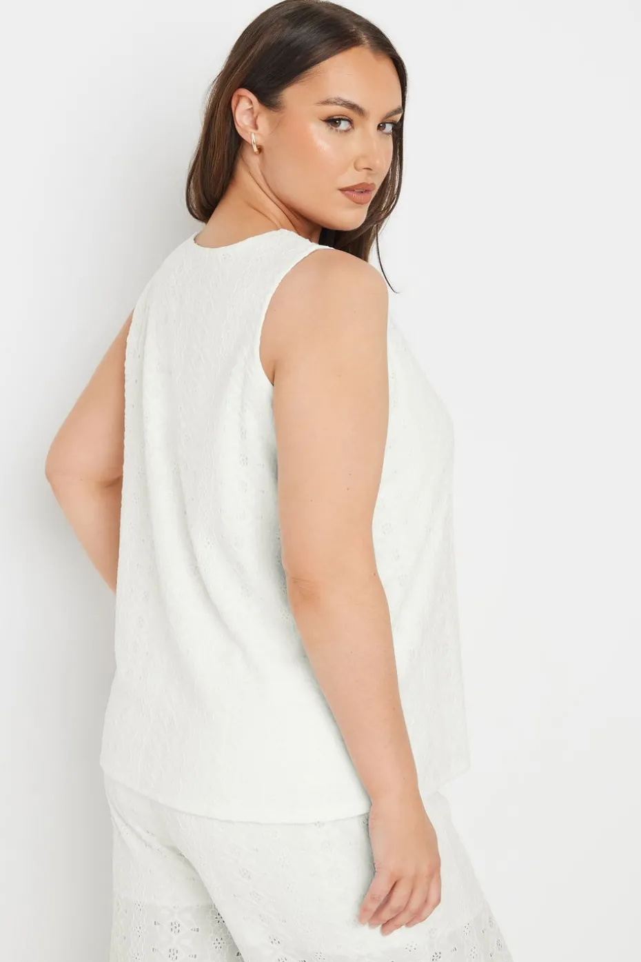 Yours Curve White Broderie Anglaise Waistcoat