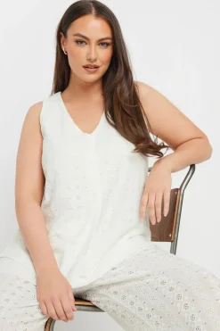 Yours Curve White Broderie Anglaise Waistcoat